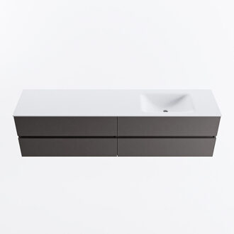 Mondiaz VICA 190cm badmeubel onderkast Dark Grey 4 lades. Wastafel CLOUD rechts zonder kraangat, kleur Talc.