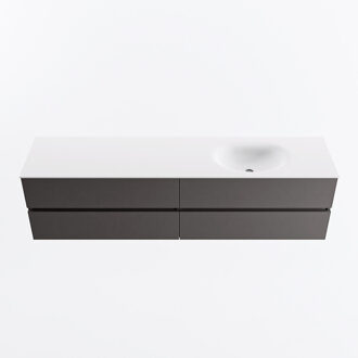 Mondiaz VICA 190cm badmeubel onderkast Dark Grey 4 lades. Wastafel MOON rechts 1 kraangat, kleur Talc.