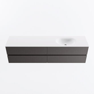 Mondiaz VICA 190cm badmeubel onderkast Dark Grey 4 lades. Wastafel MOON rechts zonder kraangat, kleur Talc.