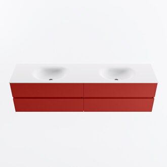 Mondiaz VICA 190cm badmeubel onderkast Fire 4 lades. Wastafel MOON dubbel 2 kraangaten, kleur Talc.