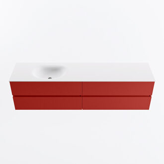 Mondiaz VICA 190cm badmeubel onderkast Fire 4 lades. Wastafel MOON links 1 kraangat, kleur Talc.