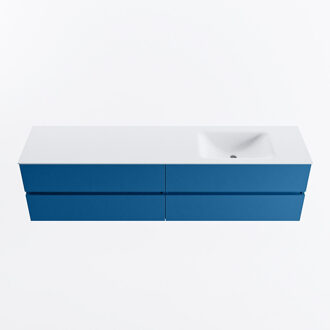 Mondiaz VICA 190cm badmeubel onderkast Jeans 4 lades. Wastafel CLOUD rechts 1 kraangat, kleur Talc.