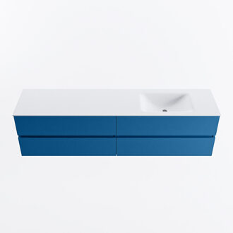 Mondiaz VICA 190cm badmeubel onderkast Jeans 4 lades. Wastafel CLOUD rechts zonder kraangat, kleur Talc.