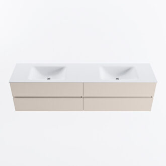 Mondiaz VICA 190cm badmeubel onderkast Linen 4 lades. Wastafel CLOUD dubbel 2 kraangaten, kleur Talc.