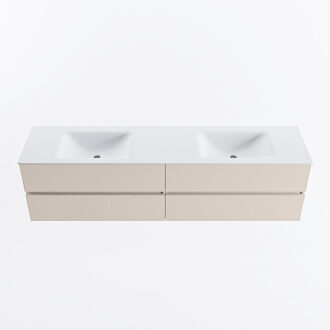 Mondiaz VICA 190cm badmeubel onderkast Linen 4 lades. Wastafel CLOUD dubbel zonder kraangat, kleur Talc.