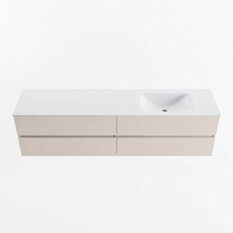 Mondiaz VICA 190cm badmeubel onderkast Linen 4 lades. Wastafel CLOUD rechts 1 kraangat, kleur Talc.