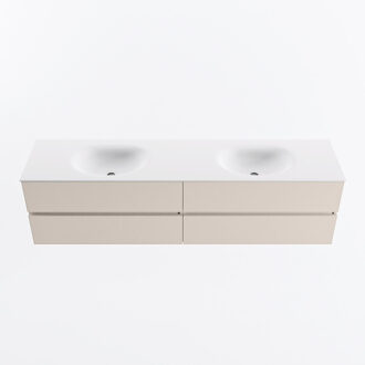 Mondiaz VICA 190cm badmeubel onderkast Linen 4 lades. Wastafel MOON dubbel zonder kraangat, kleur Talc.