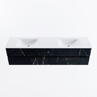 Mondiaz VICA 190cm badmeubel onderkast Marquina 4 lades. Wastafel CLOUD dubbel zonder kraangat, kleur Talc.