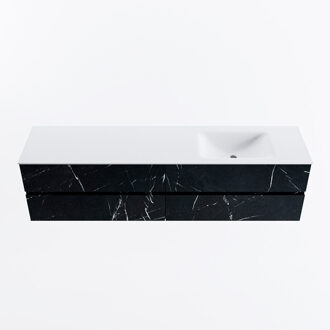 Mondiaz VICA 190cm badmeubel onderkast Marquina 4 lades. Wastafel CLOUD rechts 1 kraangat, kleur Talc.