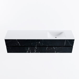 Mondiaz VICA 190cm badmeubel onderkast Marquina 4 lades. Wastafel CLOUD rechts zonder kraangat, kleur Talc.