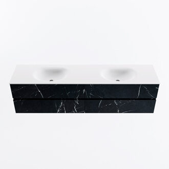 Mondiaz VICA 190cm badmeubel onderkast Marquina 4 lades. Wastafel MOON dubbel 2 kraangaten, kleur Talc.