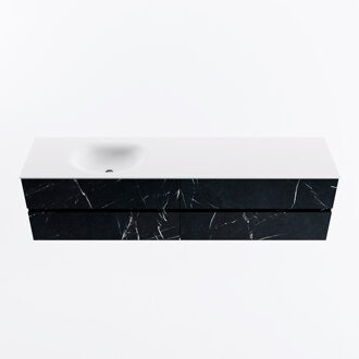 Mondiaz VICA 190cm badmeubel onderkast Marquina 4 lades. Wastafel MOON links 1 kraangat, kleur Talc.