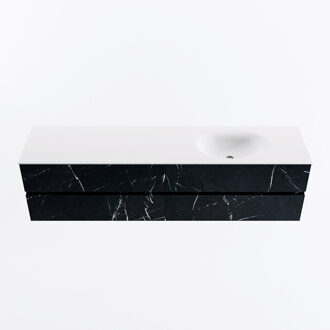 Mondiaz VICA 190cm badmeubel onderkast Marquina 4 lades. Wastafel MOON rechts zonder kraangat, kleur Talc.