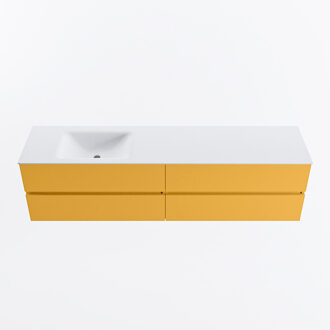 Mondiaz VICA 190cm badmeubel onderkast Ocher 4 lades. Wastafel CLOUD links 1 kraangat, kleur Talc.
