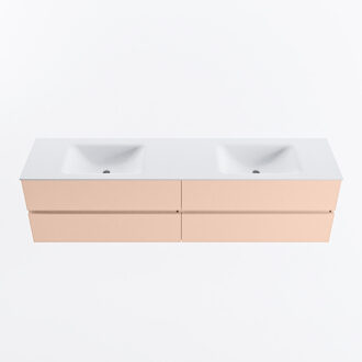 Mondiaz VICA 190cm badmeubel onderkast Rosee 4 lades. Wastafel CLOUD dubbel 2 kraangaten, kleur Talc.