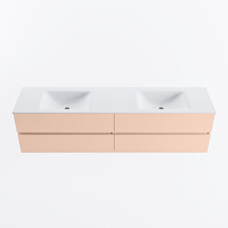 Mondiaz VICA 190cm badmeubel onderkast Rosee 4 lades. Wastafel CLOUD dubbel zonder kraangat, kleur Talc.