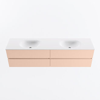 Mondiaz VICA 190cm badmeubel onderkast Rosee 4 lades. Wastafel MOON dubbel 2 kraangaten, kleur Talc.
