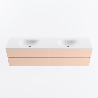 Mondiaz VICA 190cm badmeubel onderkast Rosee 4 lades. Wastafel MOON dubbel zonder kraangat, kleur Talc.