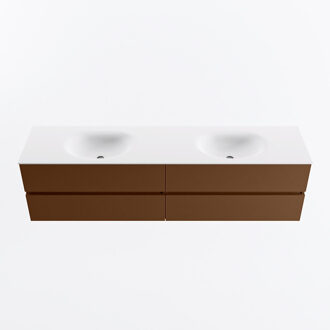 Mondiaz VICA 190cm badmeubel onderkast Rust 4 lades. Wastafel MOON dubbel 2 kraangaten, kleur Talc.