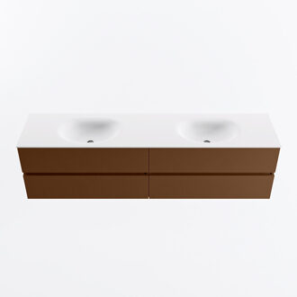 Mondiaz VICA 190cm badmeubel onderkast Rust 4 lades. Wastafel MOON dubbel zonder kraangat, kleur Talc.