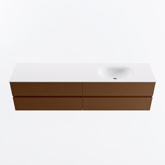 Mondiaz VICA 190cm badmeubel onderkast Rust 4 lades. Wastafel MOON rechts zonder kraangat, kleur Talc.