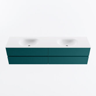 Mondiaz VICA 190cm badmeubel onderkast Smag 4 lades. Wastafel MOON dubbel 2 kraangaten, kleur Talc.