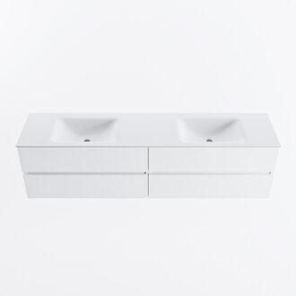 Mondiaz VICA 190cm badmeubel onderkast Talc 4 lades. Wastafel CLOUD dubbel 2 kraangaten, kleur Talc.