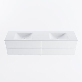 Mondiaz VICA 190cm badmeubel onderkast Talc 4 lades. Wastafel CLOUD dubbel zonder kraangat, kleur Talc.