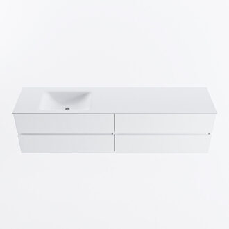 Mondiaz VICA 190cm badmeubel onderkast Talc 4 lades. Wastafel CLOUD links 1 kraangat, kleur Talc.