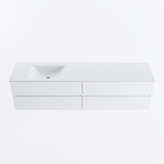 Mondiaz VICA 190cm badmeubel onderkast Talc 4 lades. Wastafel CLOUD links zonder kraangat, kleur Talc.