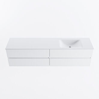 Mondiaz VICA 190cm badmeubel onderkast Talc 4 lades. Wastafel CLOUD rechts 1 kraangat, kleur Talc.