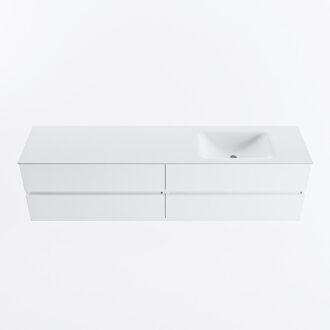 Mondiaz VICA 190cm badmeubel onderkast Talc 4 lades. Wastafel CLOUD rechts zonder kraangat, kleur Talc.