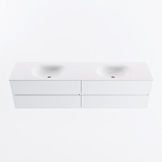 Mondiaz VICA 190cm badmeubel onderkast Talc 4 lades. Wastafel MOON dubbel 2 kraangaten, kleur Talc.