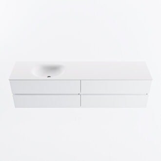 Mondiaz VICA 190cm badmeubel onderkast Talc 4 lades. Wastafel MOON links 1 kraangat, kleur Talc.