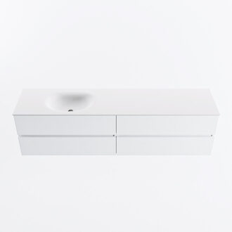 Mondiaz VICA 190cm badmeubel onderkast Talc 4 lades. Wastafel MOON links zonder kraangat, kleur Talc.
