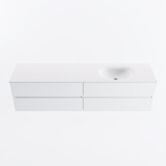 Mondiaz VICA 190cm badmeubel onderkast Talc 4 lades. Wastafel MOON rechts 1 kraangat, kleur Talc.