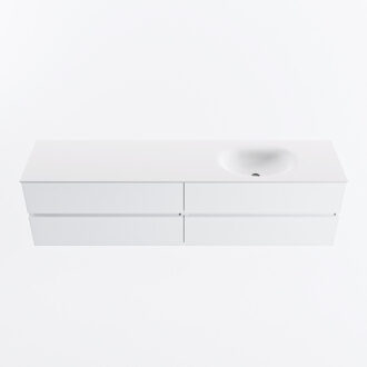 Mondiaz VICA 190cm badmeubel onderkast Talc 4 lades. Wastafel MOON rechts zonder kraangat, kleur Talc.
