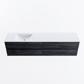 Mondiaz VICA 200cm badmeubel onderkast Antracite 4 lades. Wastafel CLOUD links zonder kraangat, kleur Talc.