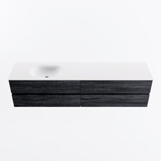 Mondiaz VICA 200cm badmeubel onderkast Antracite 4 lades. Wastafel MOON links 1 kraangat, kleur Talc.