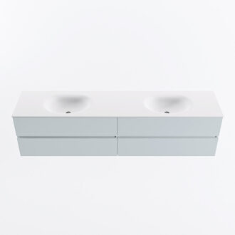 Mondiaz VICA 200cm badmeubel onderkast Clay 4 lades. Wastafel MOON dubbel zonder kraangat, kleur Talc.