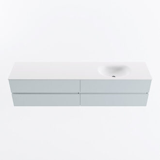 Mondiaz VICA 200cm badmeubel onderkast Clay 4 lades. Wastafel MOON rechts 1 kraangat, kleur Talc.