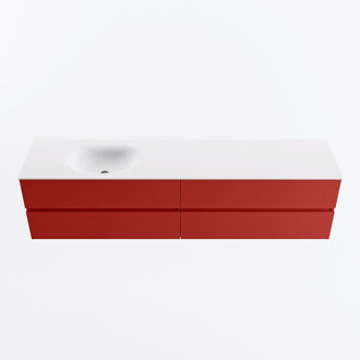 Mondiaz VICA 200cm badmeubel onderkast Fire 4 lades. Wastafel MOON links zonder kraangat, kleur Talc.