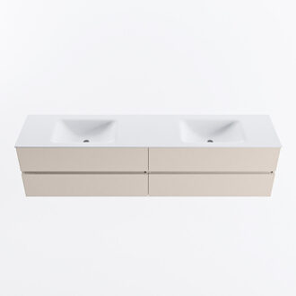 Mondiaz VICA 200cm badmeubel onderkast Linen 4 lades. Wastafel CLOUD dubbel 2 kraangaten, kleur Talc.