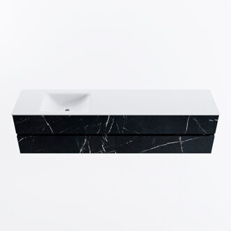 Mondiaz VICA 200cm badmeubel onderkast Marquina 4 lades. Wastafel CLOUD links 1 kraangat, kleur Talc.