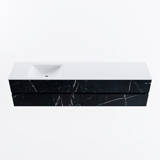 Mondiaz VICA 200cm badmeubel onderkast Marquina 4 lades. Wastafel CLOUD links zonder kraangat, kleur Talc.