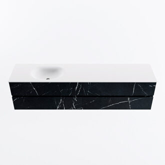 Mondiaz VICA 200cm badmeubel onderkast Marquina 4 lades. Wastafel MOON links zonder kraangat, kleur Talc.