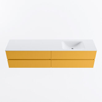 Mondiaz VICA 200cm badmeubel onderkast Ocher 4 lades. Wastafel CLOUD rechts 1 kraangat, kleur Talc.