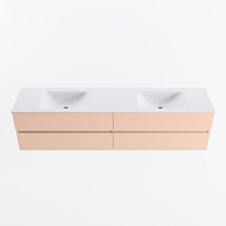 Mondiaz VICA 200cm badmeubel onderkast Rosee 4 lades. Wastafel CLOUD dubbel 2 kraangaten, kleur Talc.