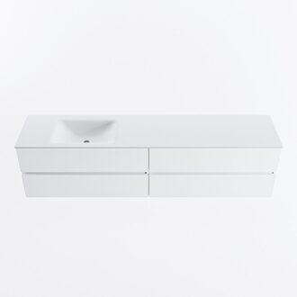Mondiaz VICA 200cm badmeubel onderkast Talc 4 lades. Wastafel CLOUD links 1 kraangat, kleur Talc.