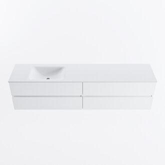 Mondiaz VICA 200cm badmeubel onderkast Talc 4 lades. Wastafel CLOUD links zonder kraangat, kleur Talc.